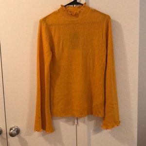 Mustard long sleeve mock turtle neck top